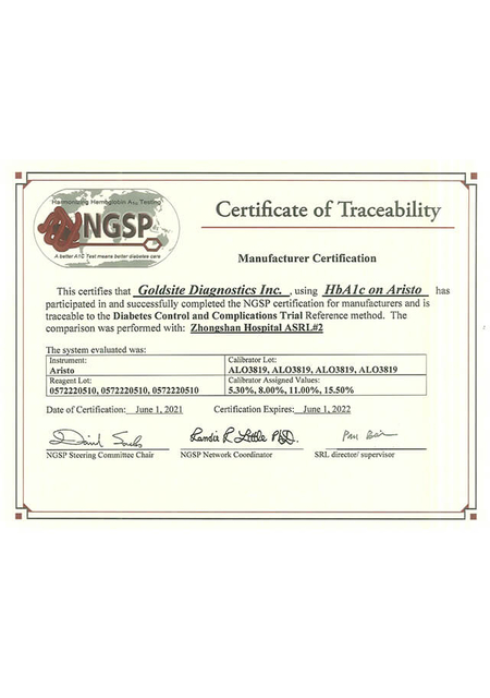 NGSP HbA1c&nbsp;On&nbsp;Aristo