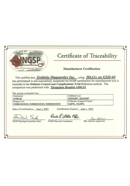 NGSP HbA1c&nbsp;On&nbsp;GSH-60